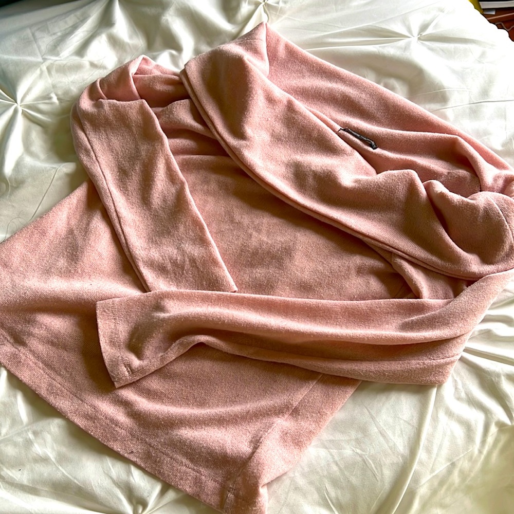 Zara slouchy off the shoulder light pink sweater